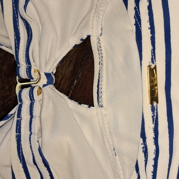 Nicole Miller Blue Stripe Halter Top Bikini Swimsuit Size 8 NWT - Picture 16 of 16